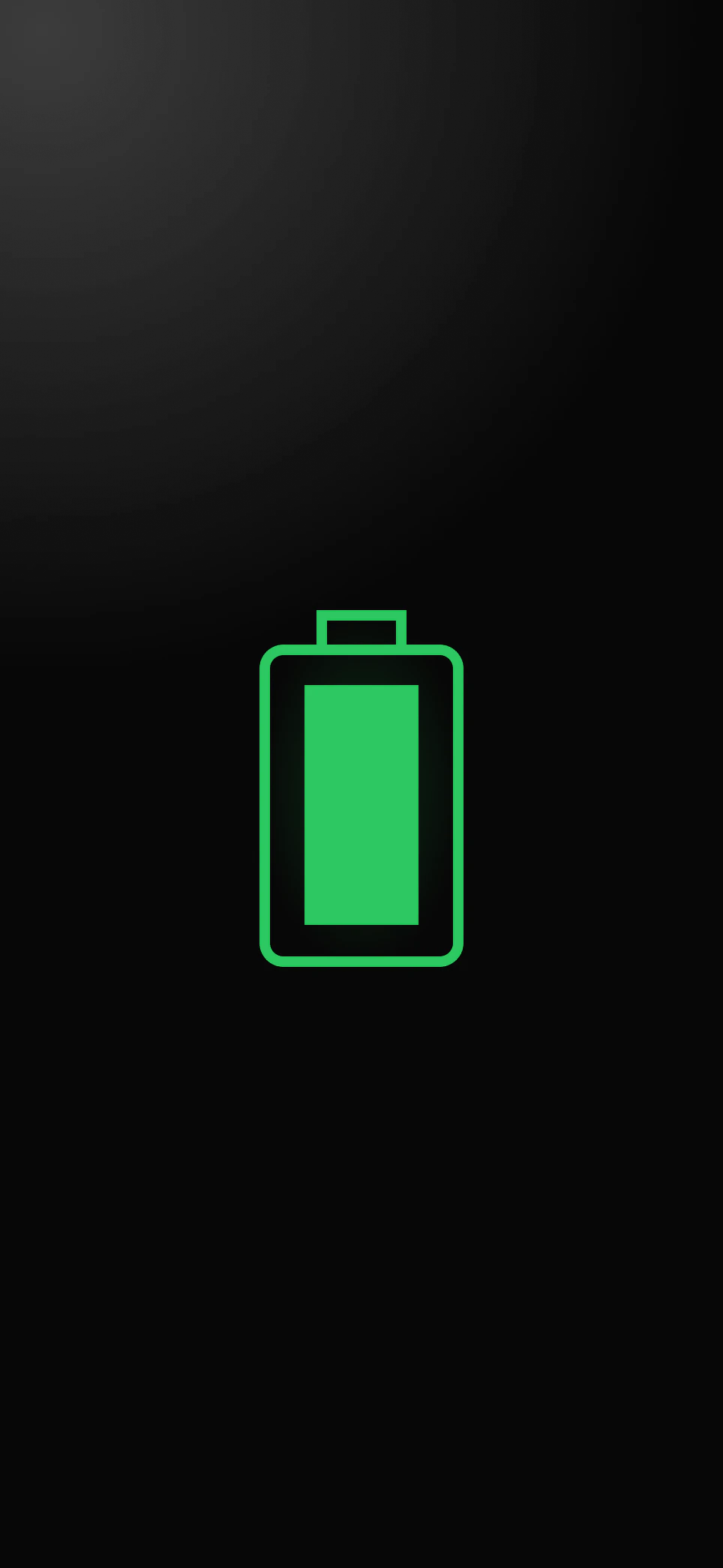 Device screen showing a battery charging